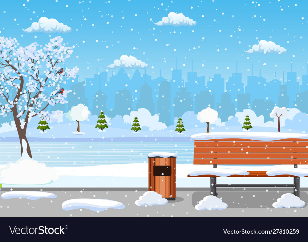 Winter day park scene Royalty Free Vector Image