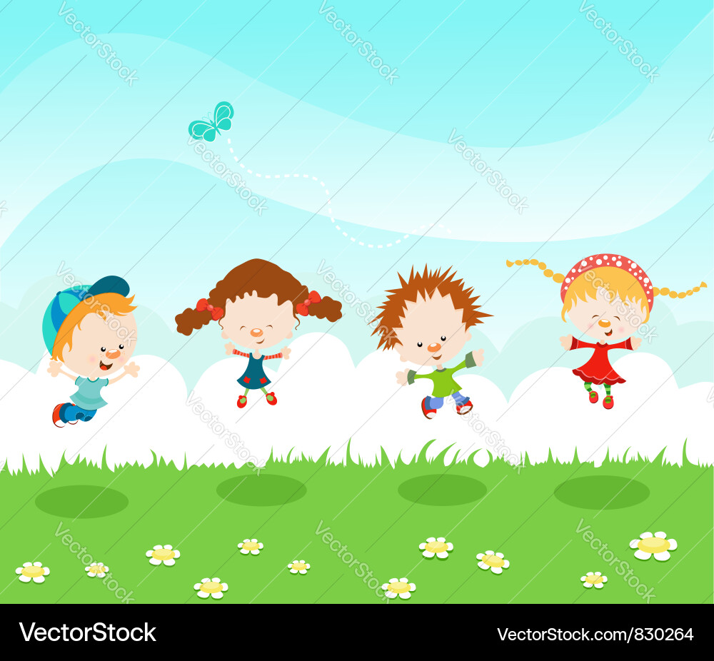 Jumping kids Royalty Free Vector Image - VectorStock