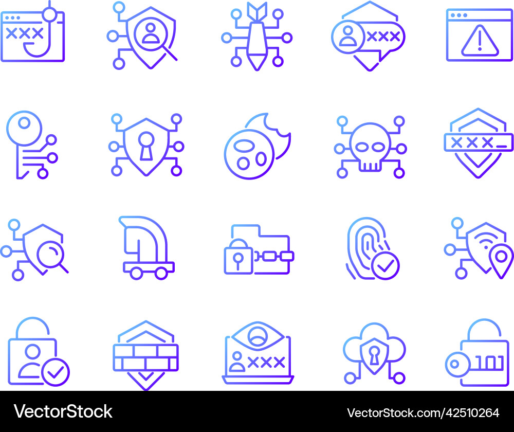 Online security pixel perfect gradient linear Vector Image