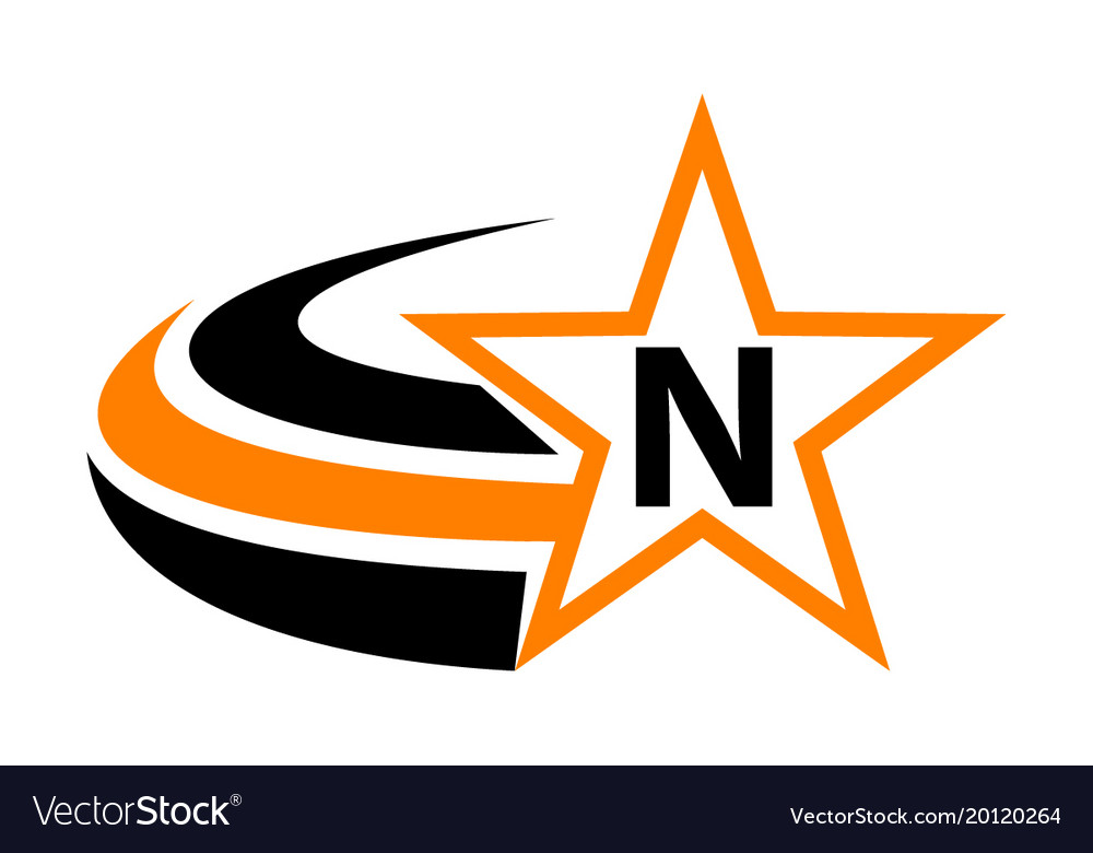 Star swoosh letter n Royalty Free Vector Image