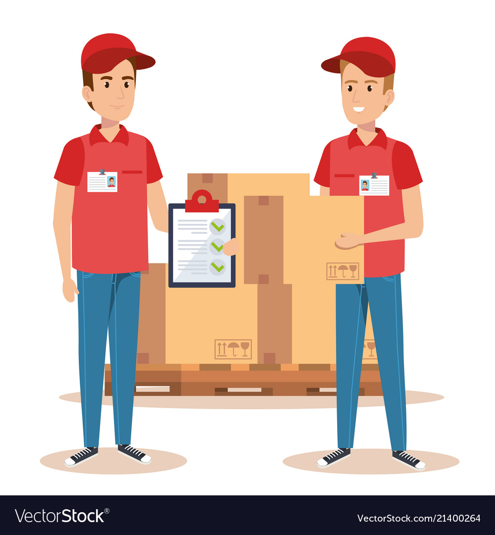 Team couriers characters delivery service Vector Image