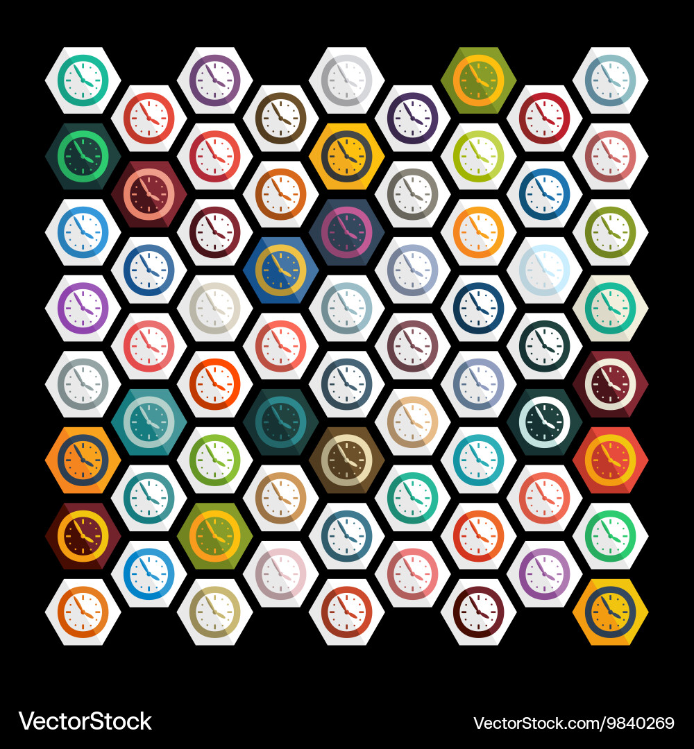 Flat design clock Royalty Free Vector Image - VectorStock