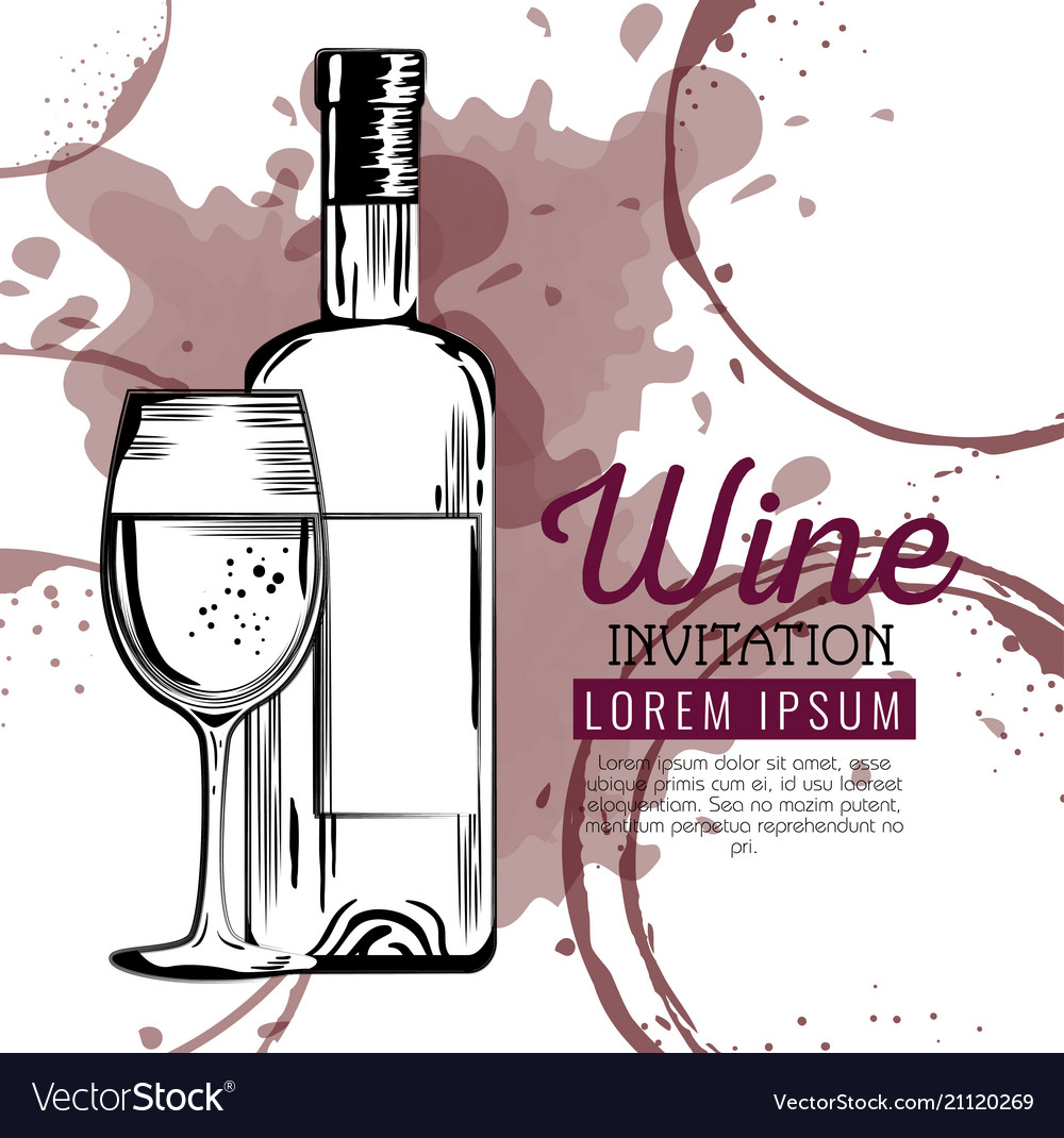 Red wine bottle and cup label Royalty Free Vector Image