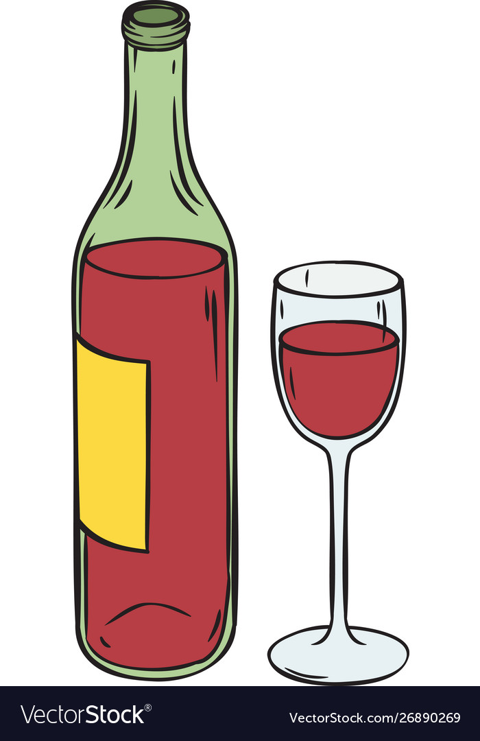 Red wine bottle and glass Royalty Free Vector Image