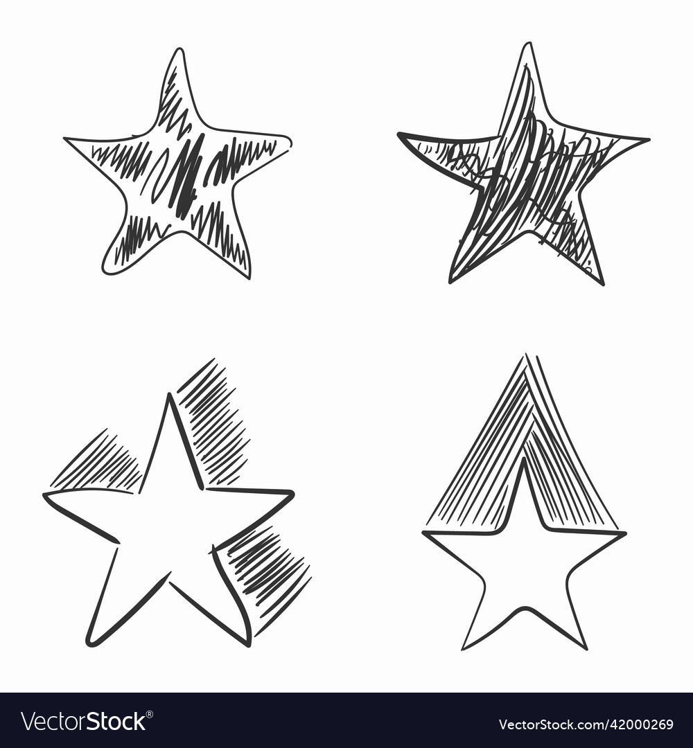 Star in doodle or scribble flat hand drawn style