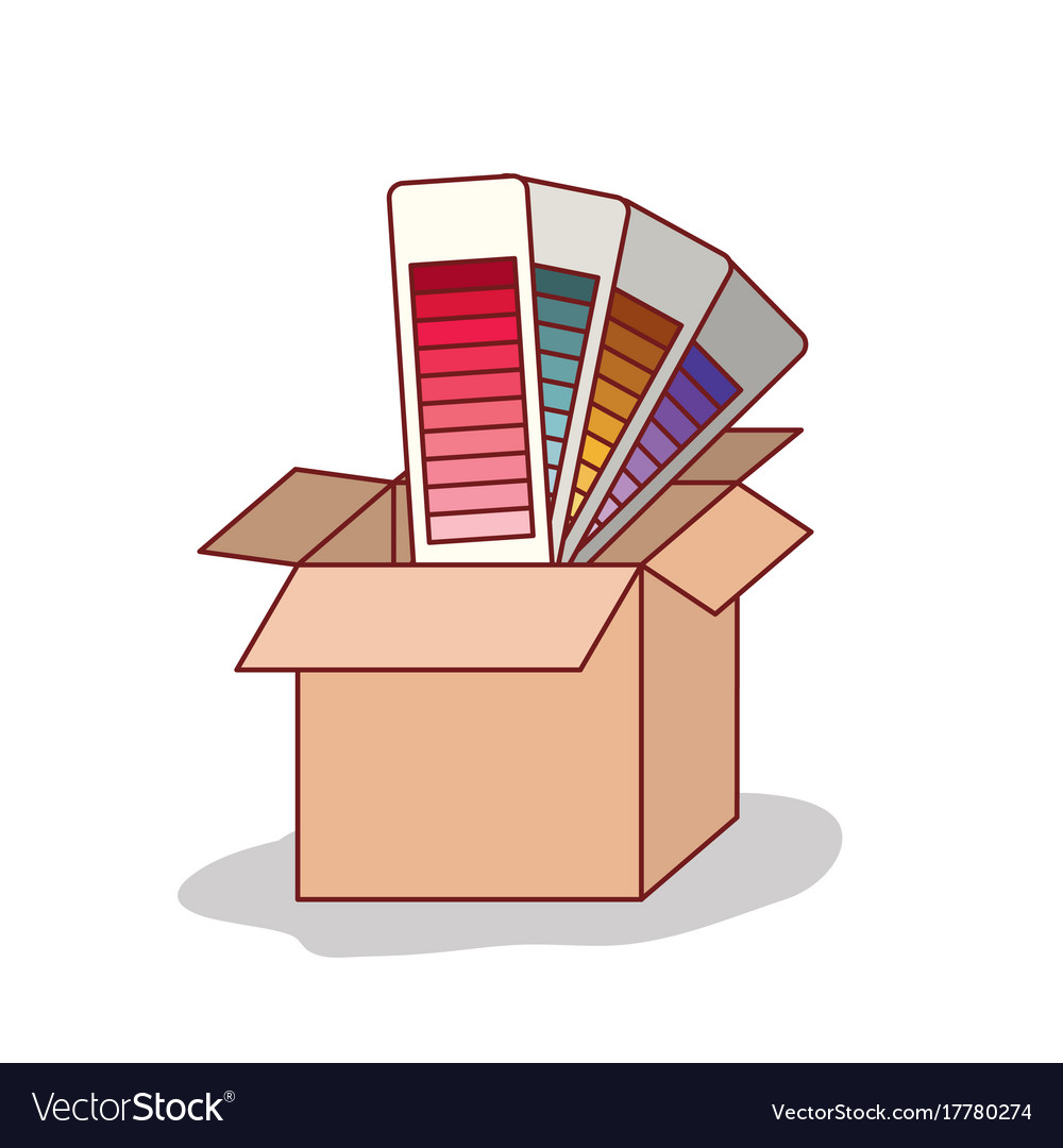 Carton box with set color palette gradient Vector Image