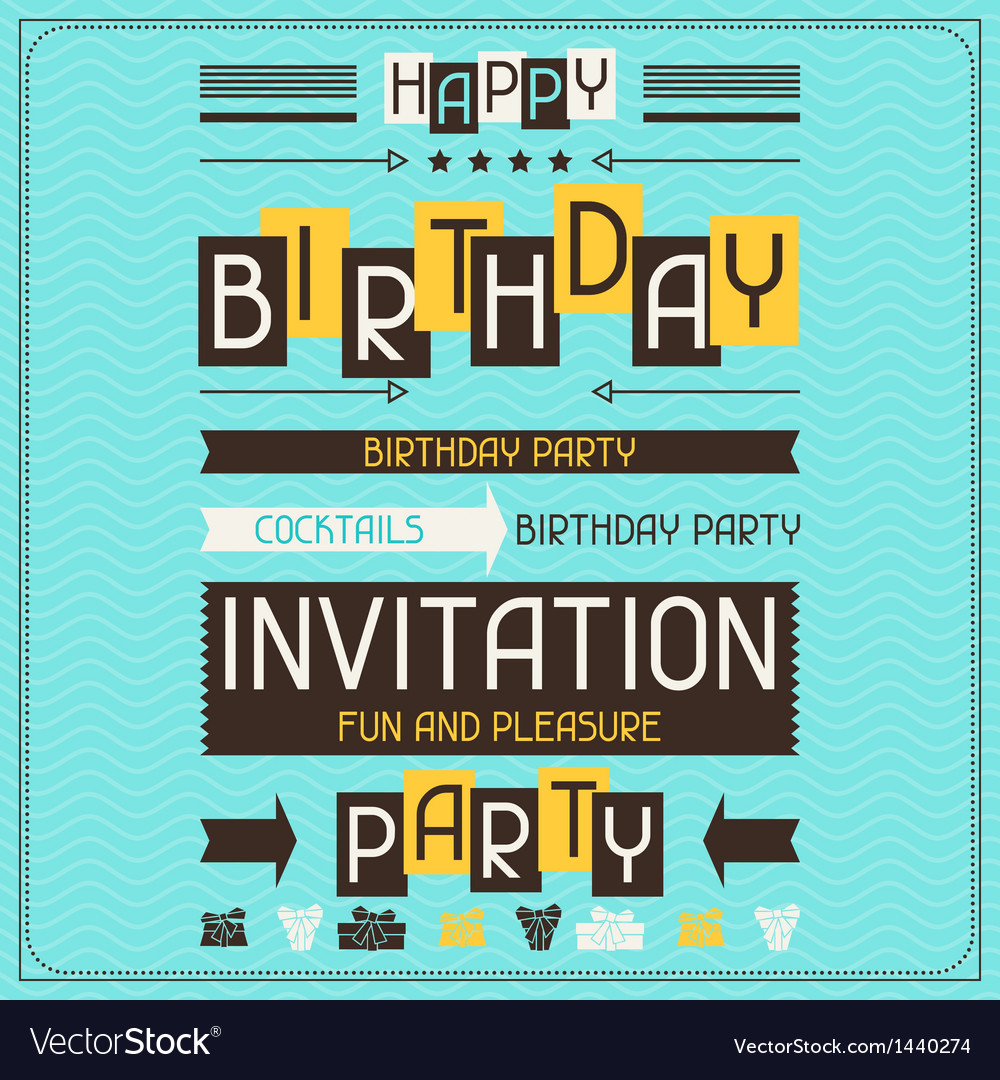 Invitation card for birthday in retro style Vector Image