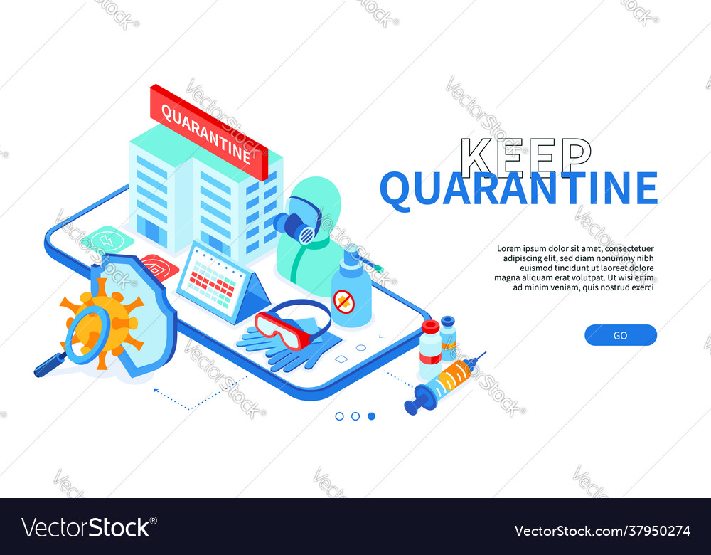 Keep quarantine - modern colorful isometric web Vector Image