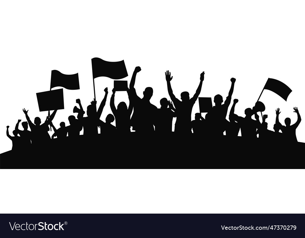 Protesters enraged crowd of people silhouette Vector Image