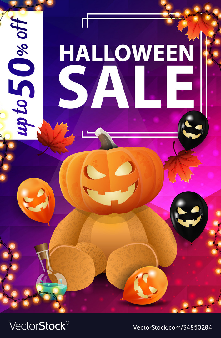 Halloween Sale Up To 50 Off Vertical Discount Vector Image