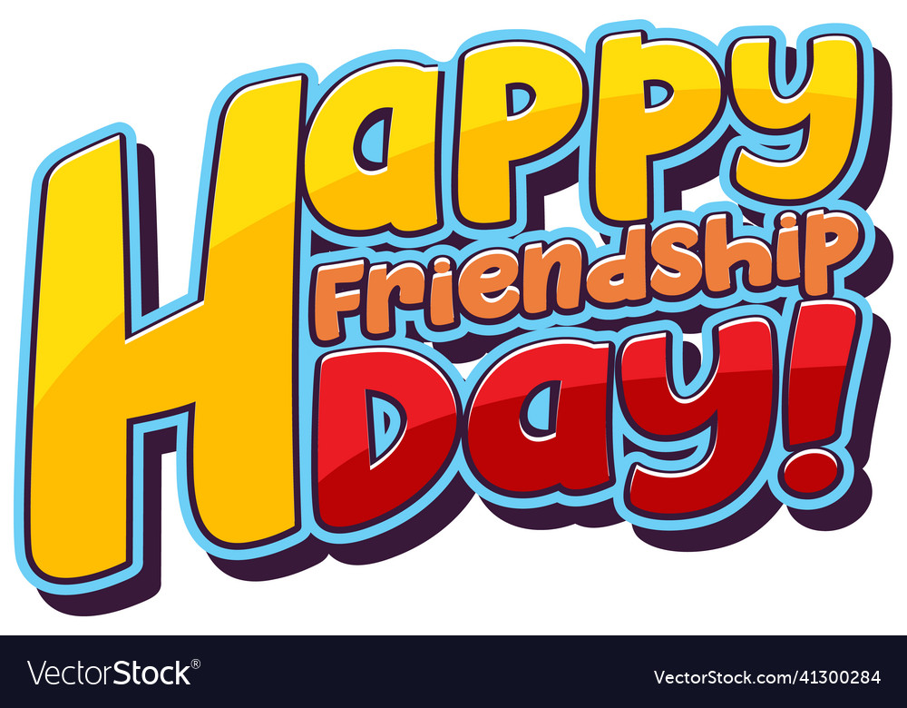 Happy friendship day word logo on white background