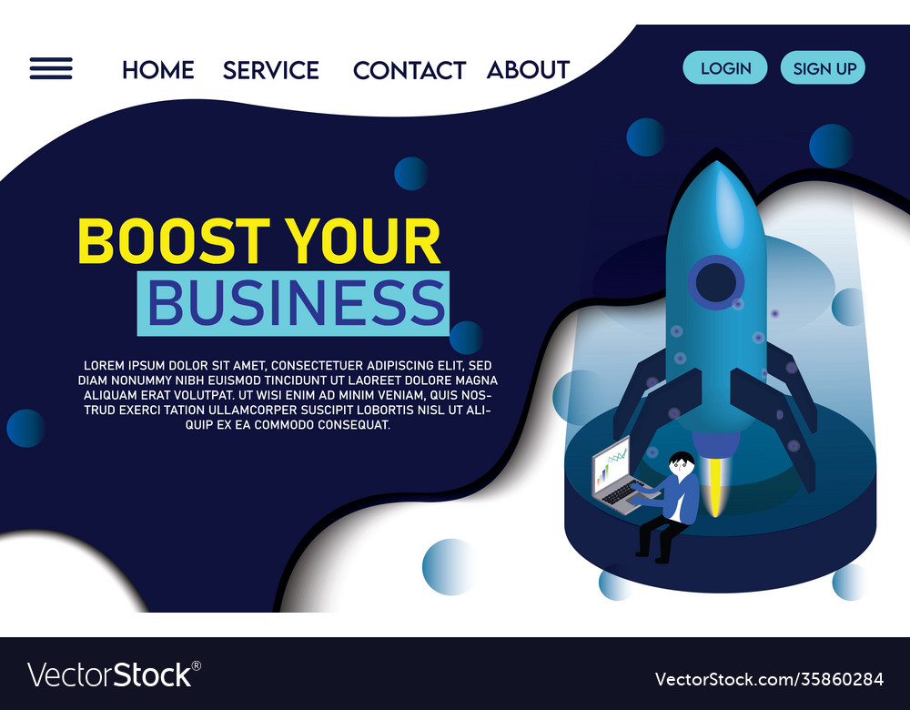 Landing page template boost up your business Vector Image
