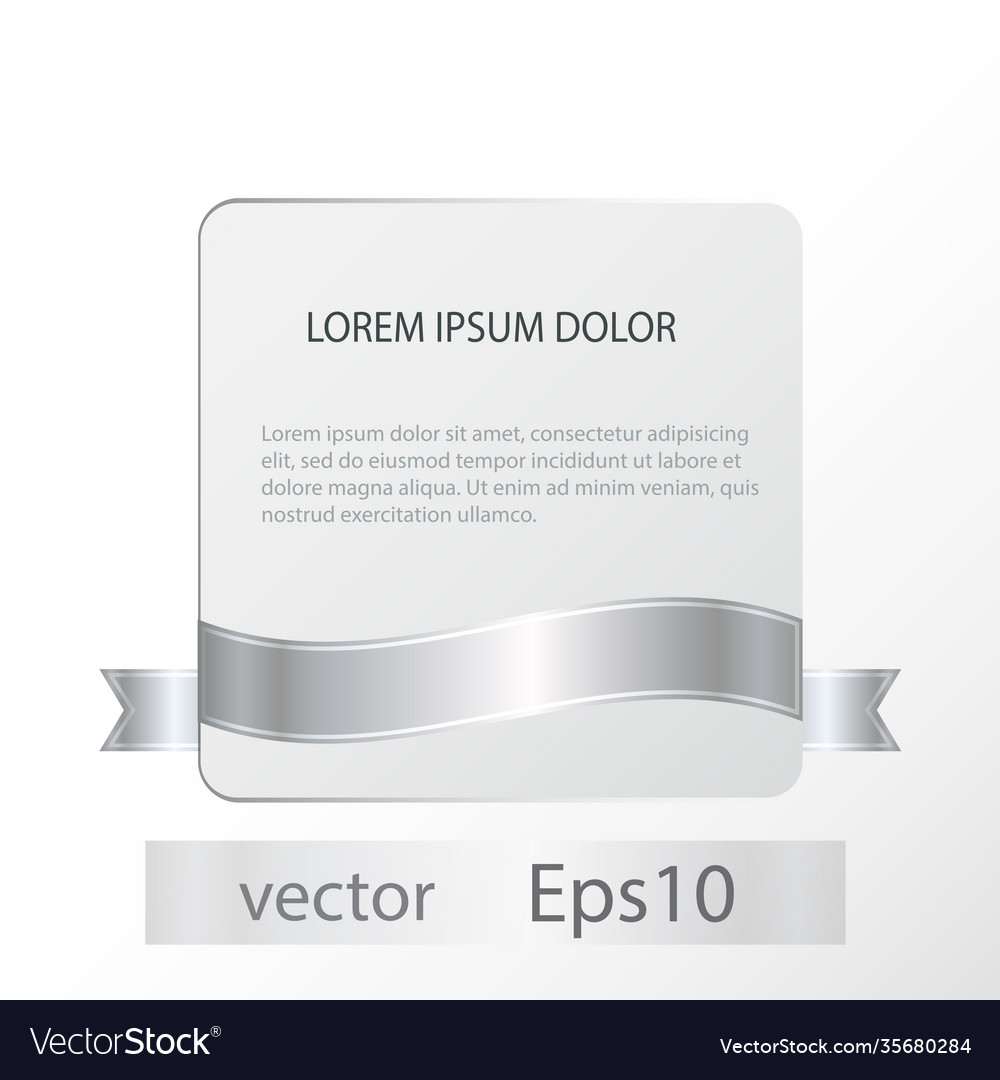 Paper card with bright silver ribbon Royalty Free Vector