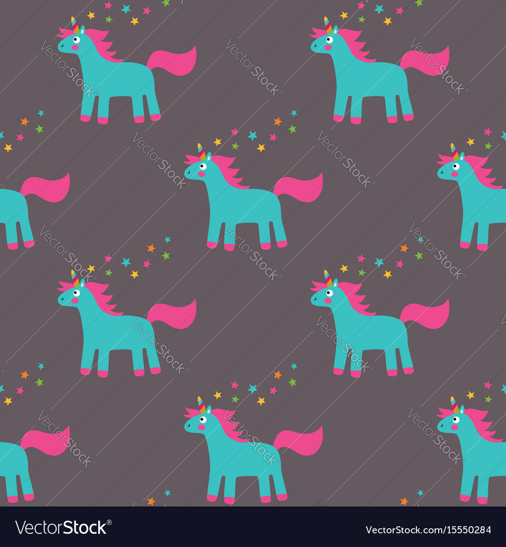 Seamless Pattern With A Cute Unicorn Royalty Free Vector