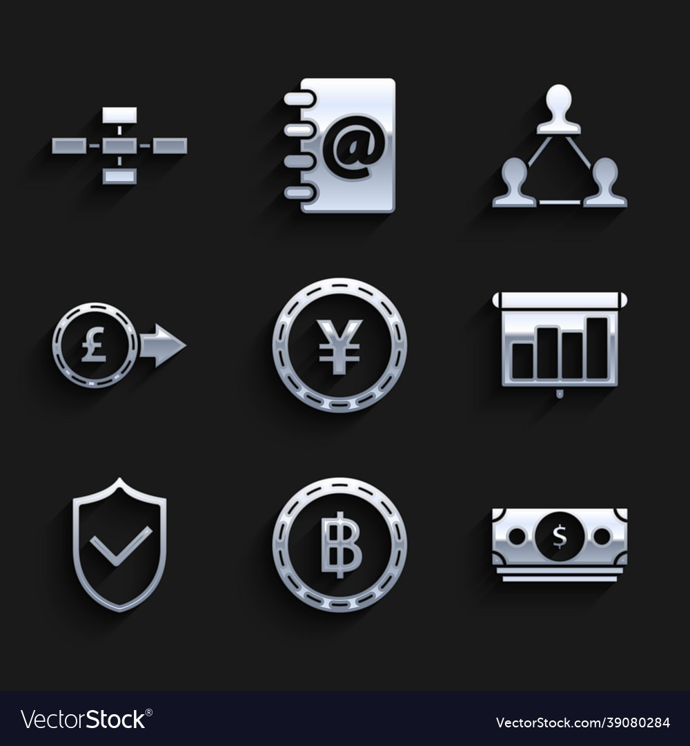 Set coin money with yen symbol schedule chart Vector Image