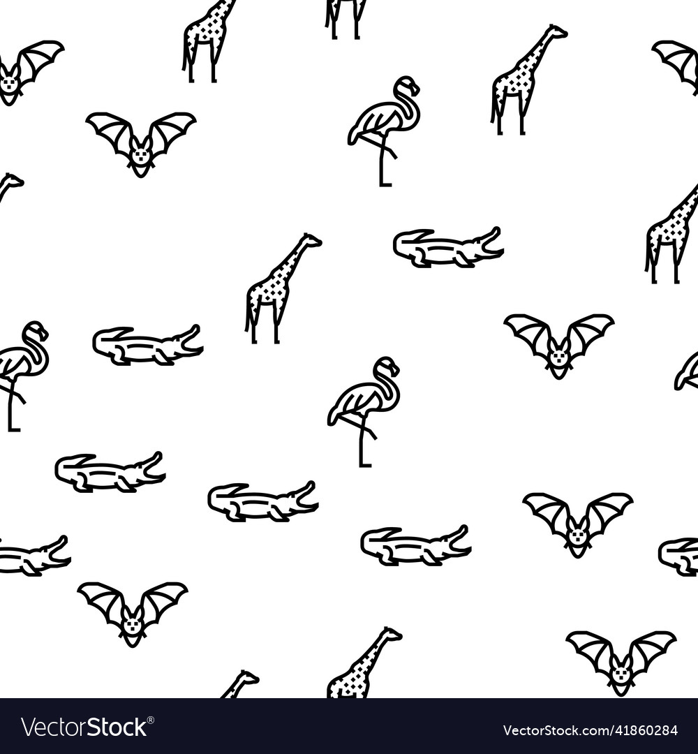 Zoo animals birds and snakes seamless Royalty Free Vector