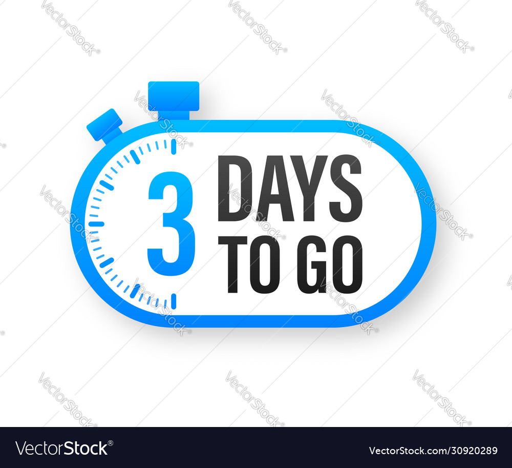 3 days to go countdown timer clock icon time