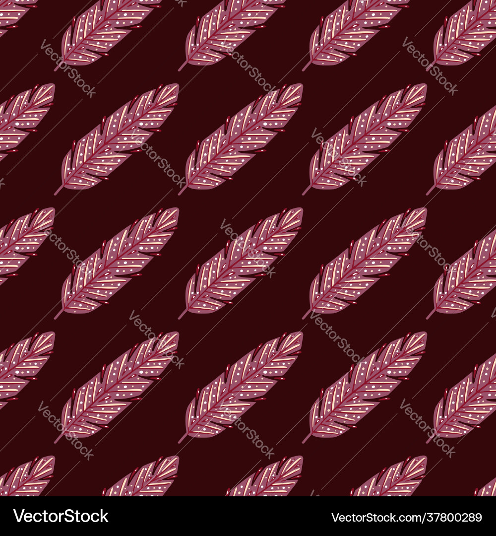 Boho pink feather seamless doodle pattern Vector Image