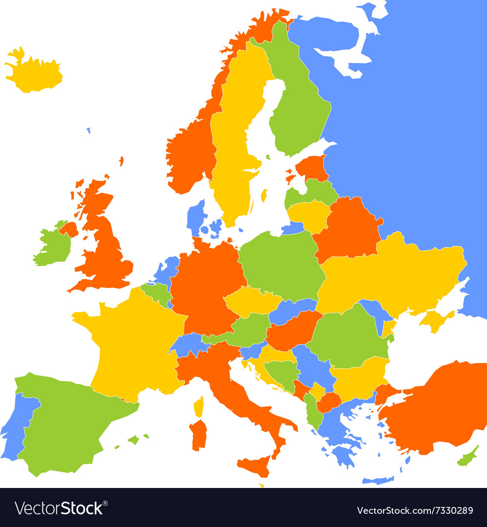 Colorful blank map europe Royalty Free Vector Image