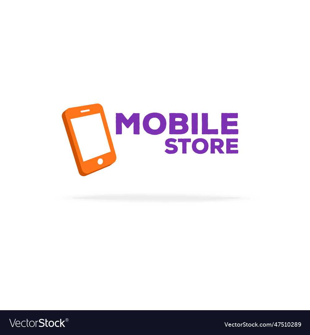 Mobile store logo template with phone Royalty Free Vector