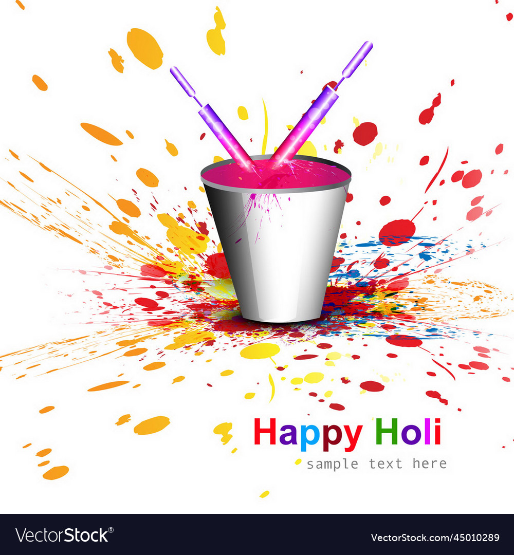 Paint bucket holi festival Royalty Free Vector Image