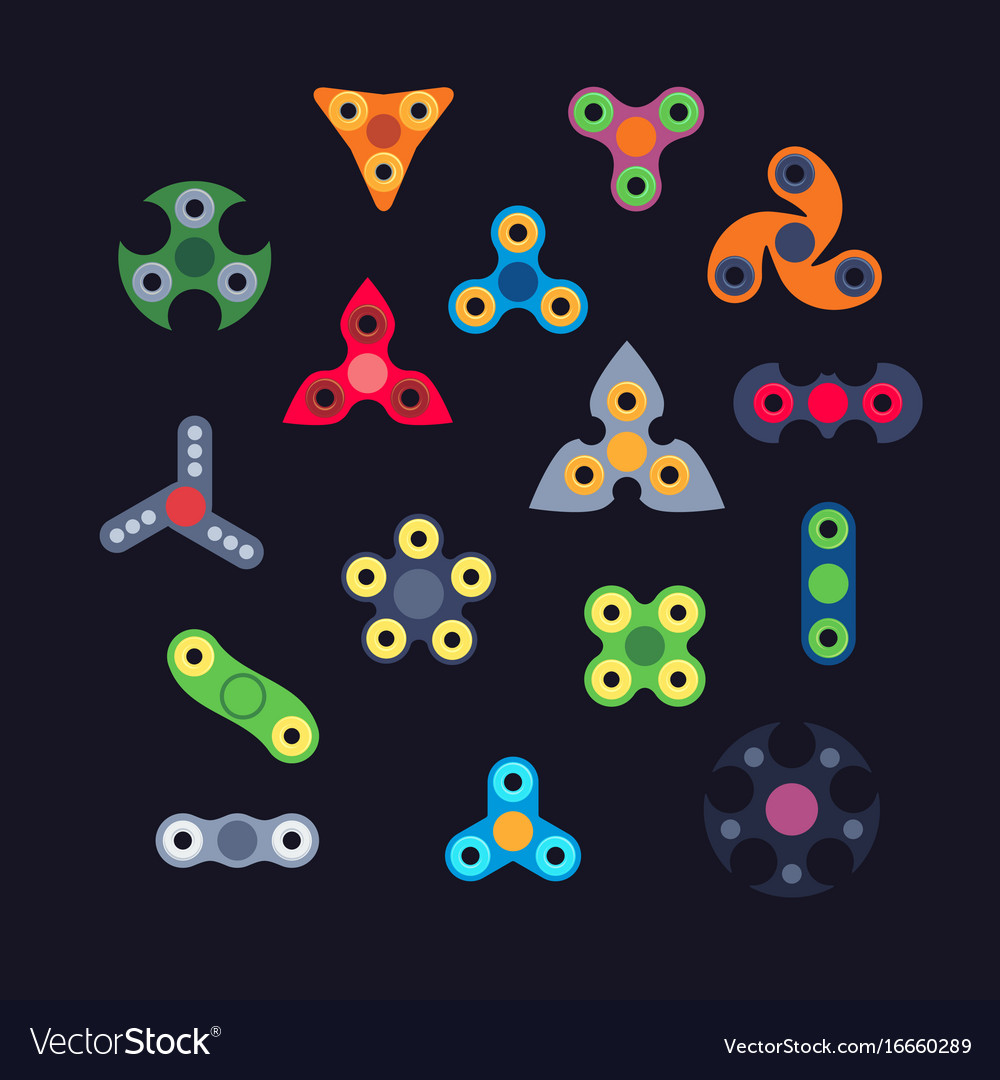 Set of various type of spinners flat style Vector Image
