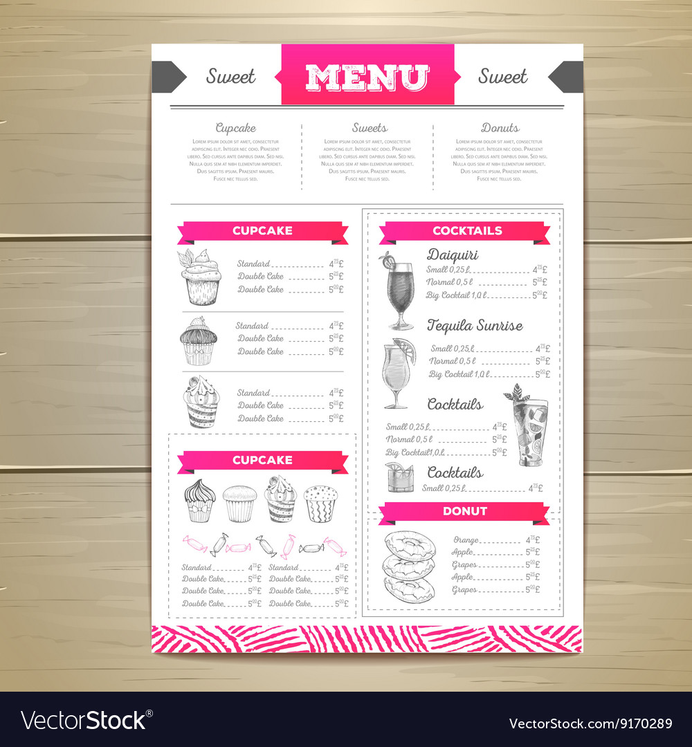 Vintage dessert menu design Royalty Free Vector Image