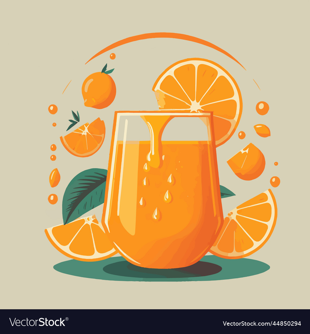 Fruit orange juice with slice oranges on isolated Vector Image