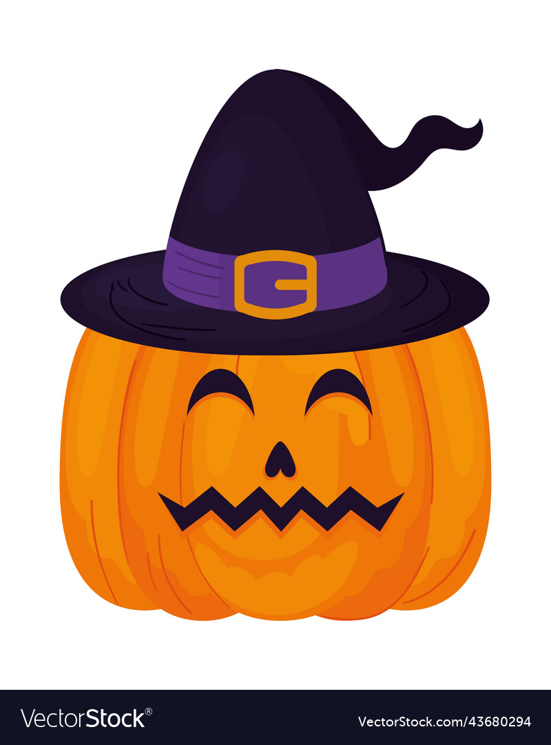 Halloween pumpkin with hat Royalty Free Vector Image