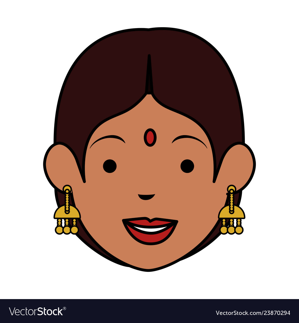 Hindu woman head avatar character Royalty Free Vector Image