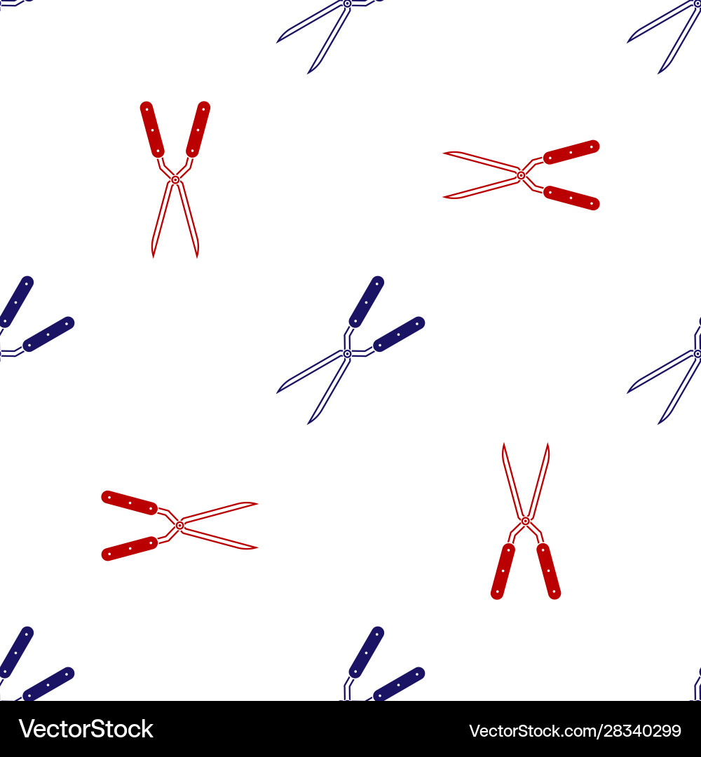 Blue and red gardening handmade scissors Vector Image