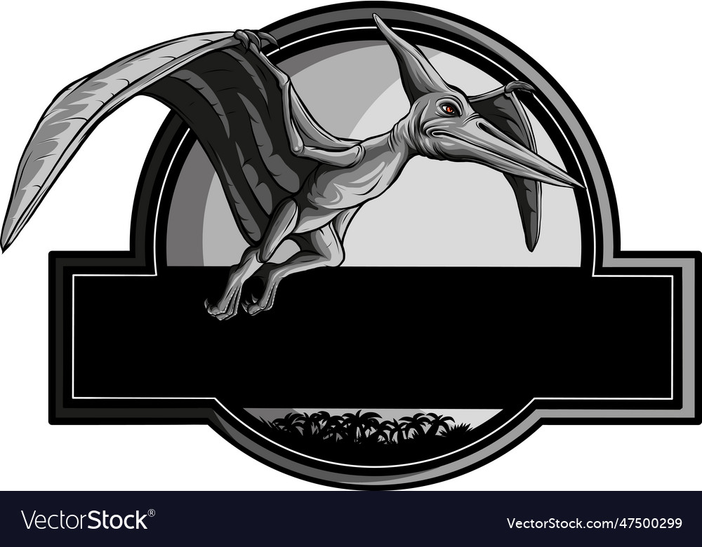 Monochromatic pterodactyl for logo identity dino Vector Image