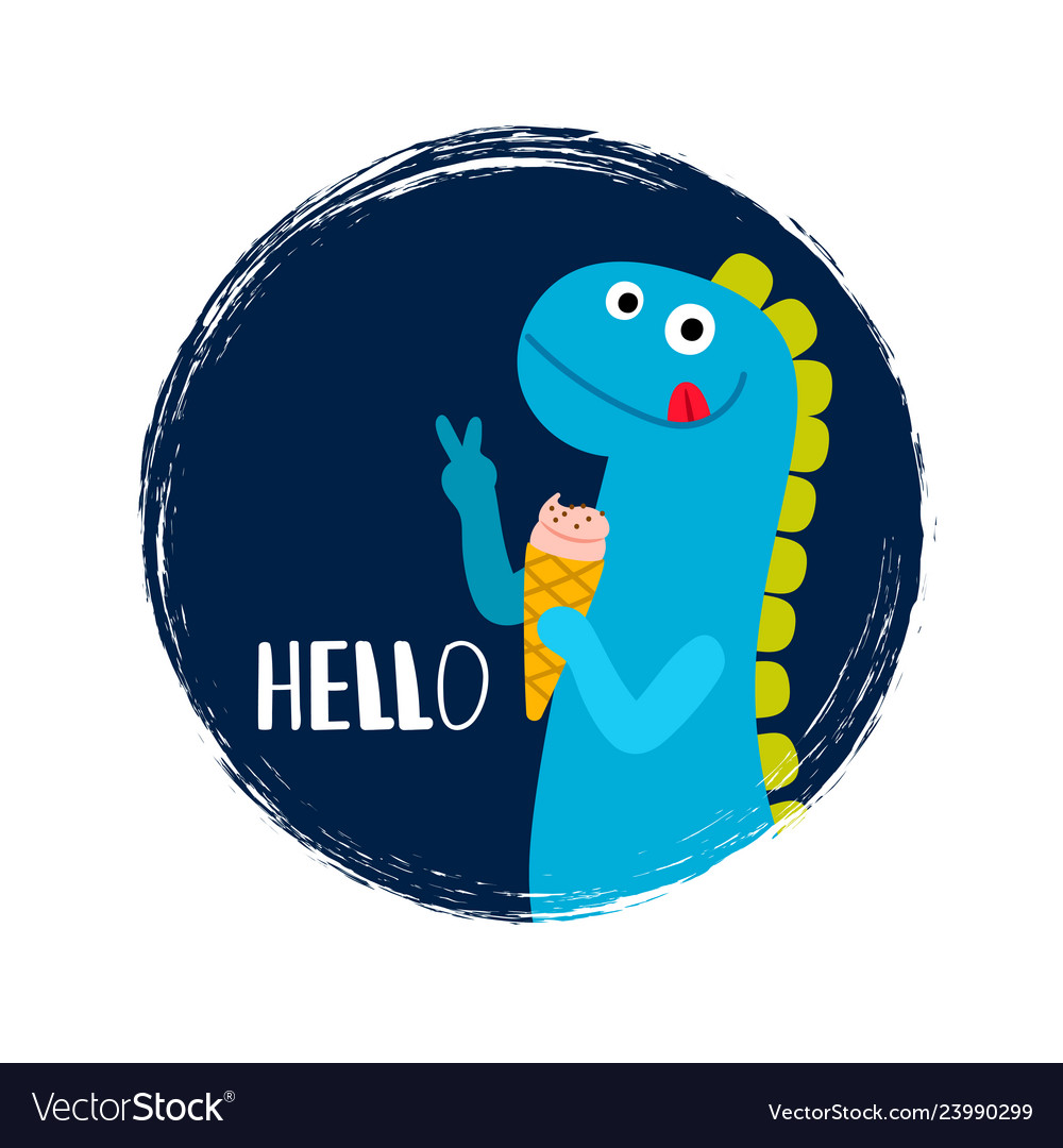 Download Round banner with baby dinosaur Royalty Free Vector Image