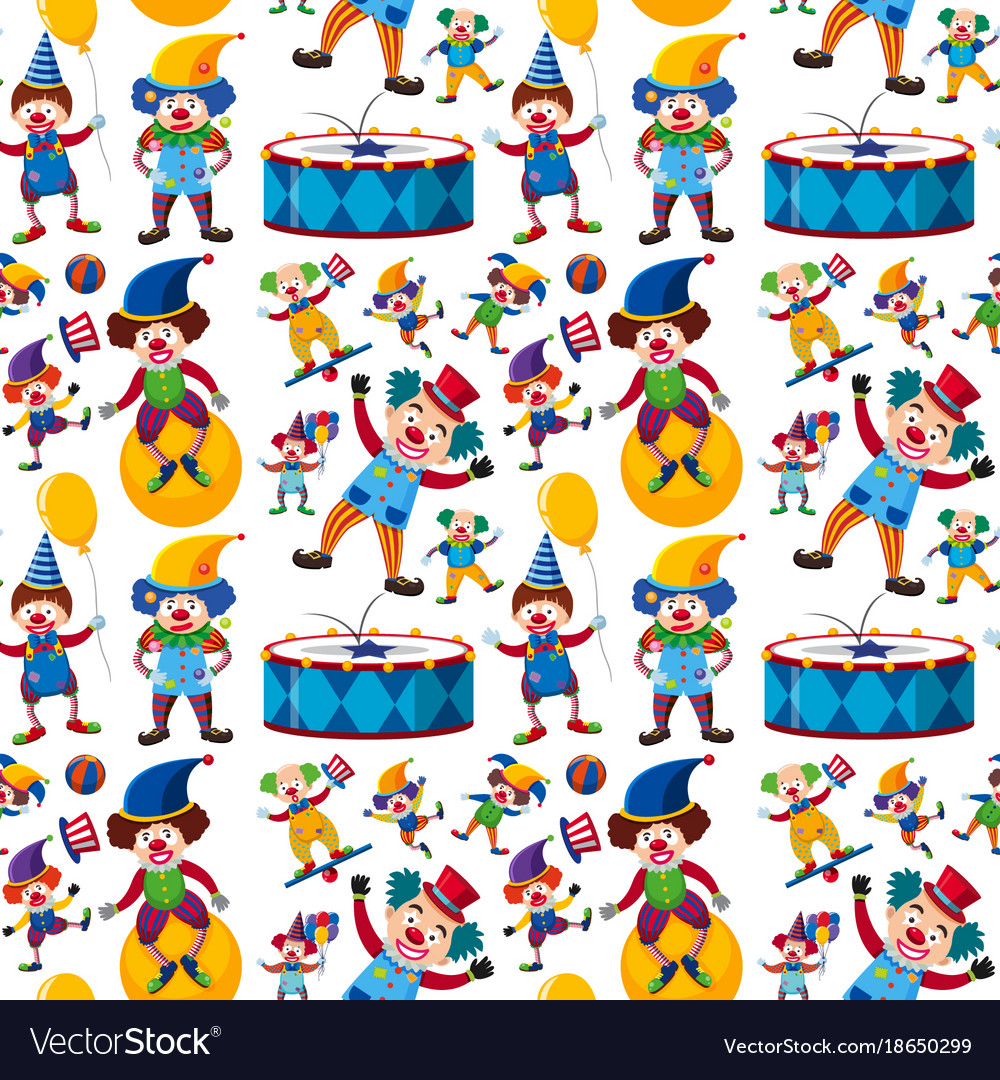 Seamless background with happy clowns Royalty Free Vector