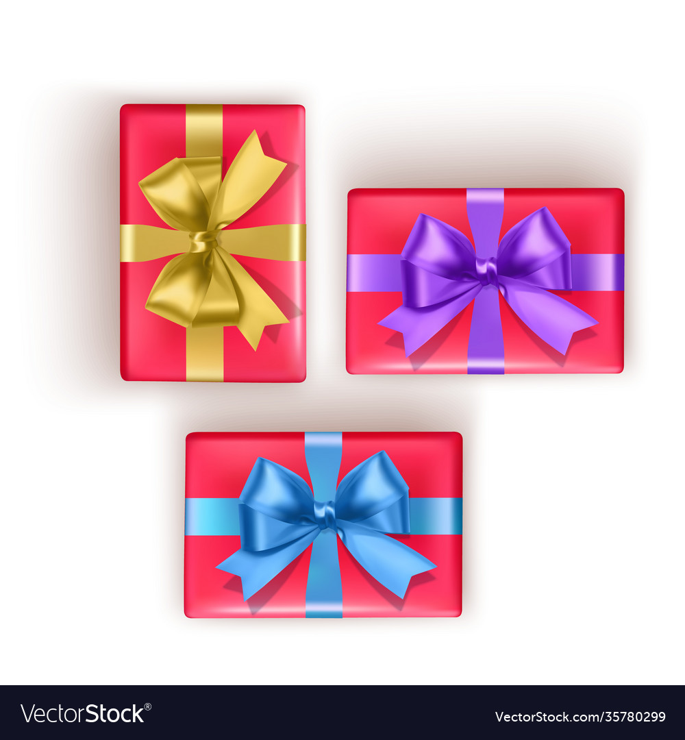 Set colorful gift boxes with bows and ribbons Vector Image