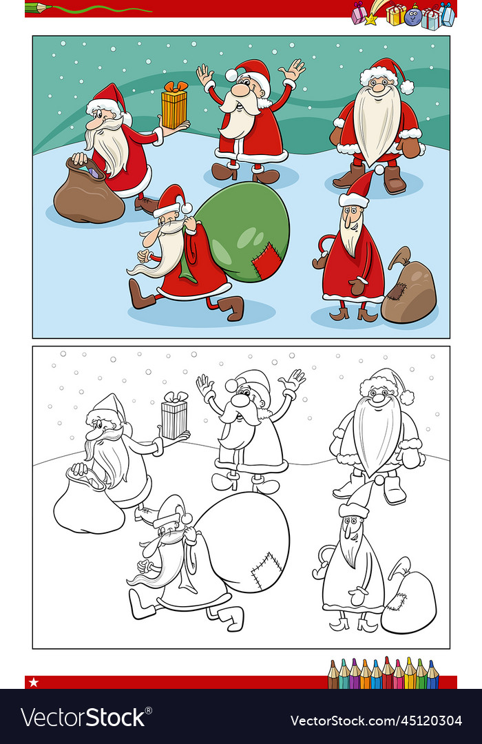 Cartoon santa clauses christmas characters Vector Image