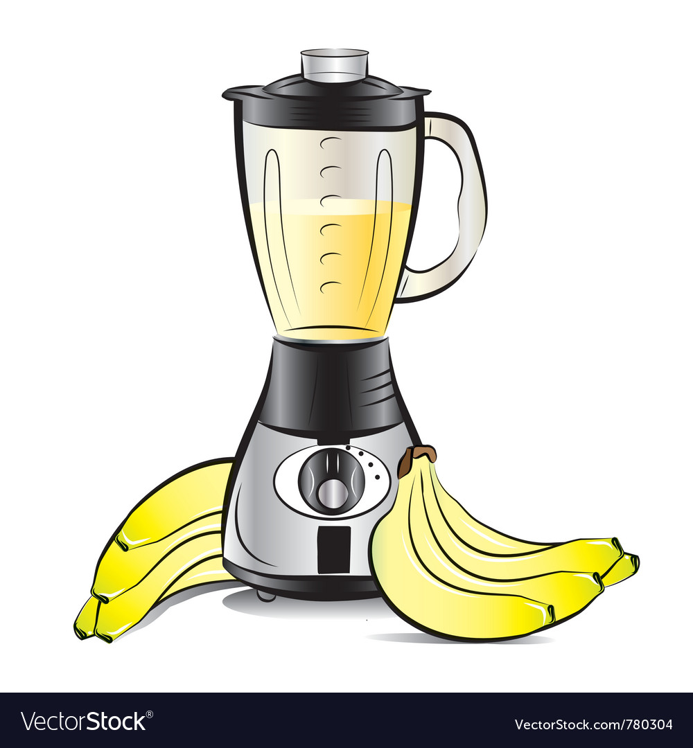 Drawing color kitchen blender with bananas juice