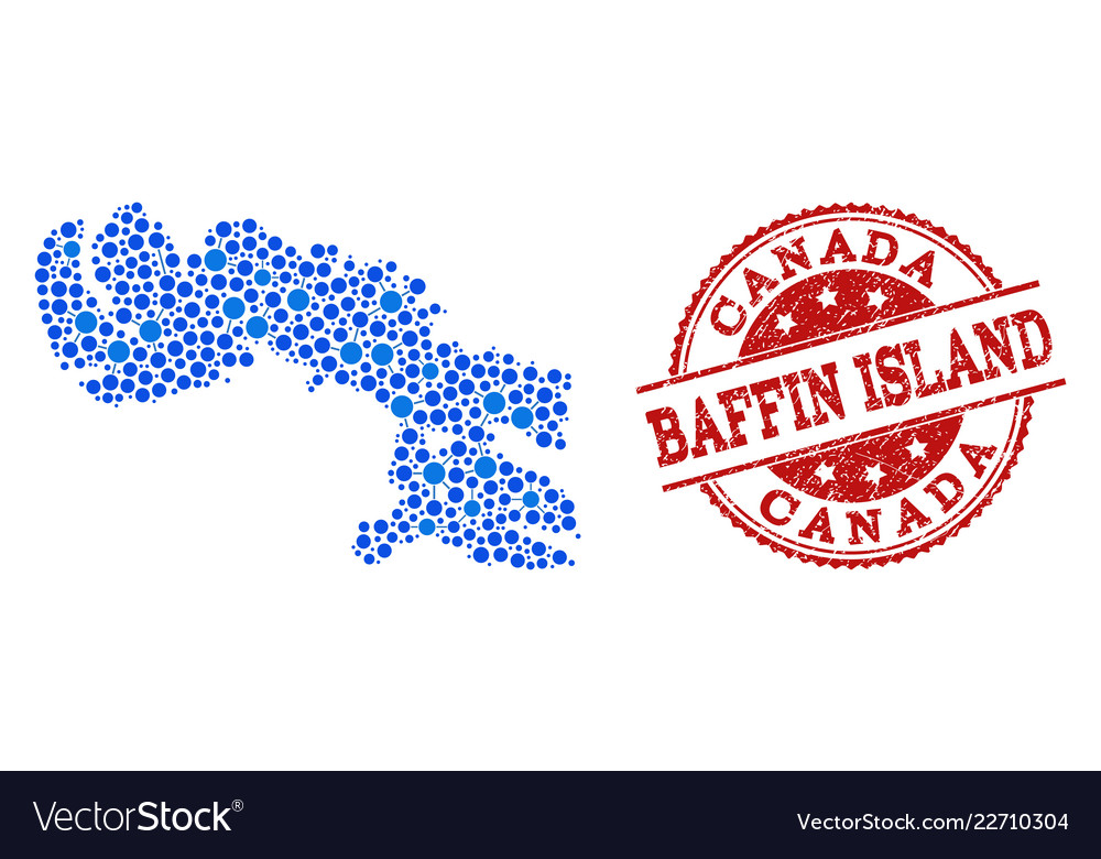 Mosaic map of baffin island with linked dots Vector Image