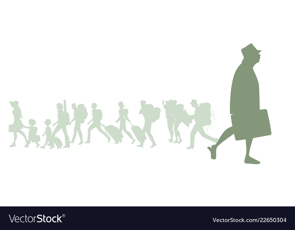 Silhouette of senior traveler man with hat Vector Image