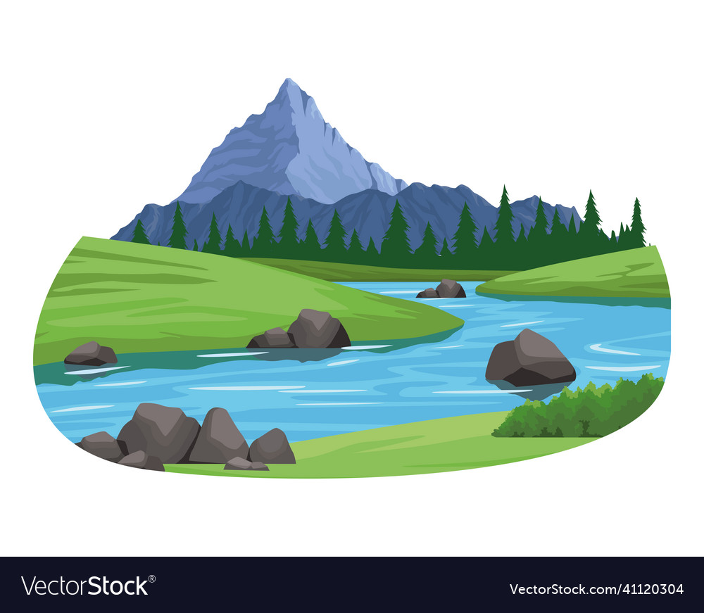 Wanderlust Scene With River Royalty Free Vector Image