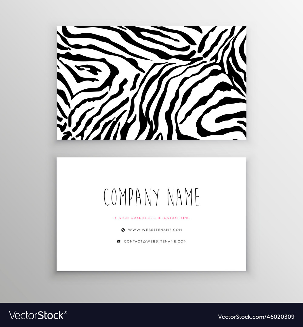 Personal business card zebra texture Royalty Free Vector