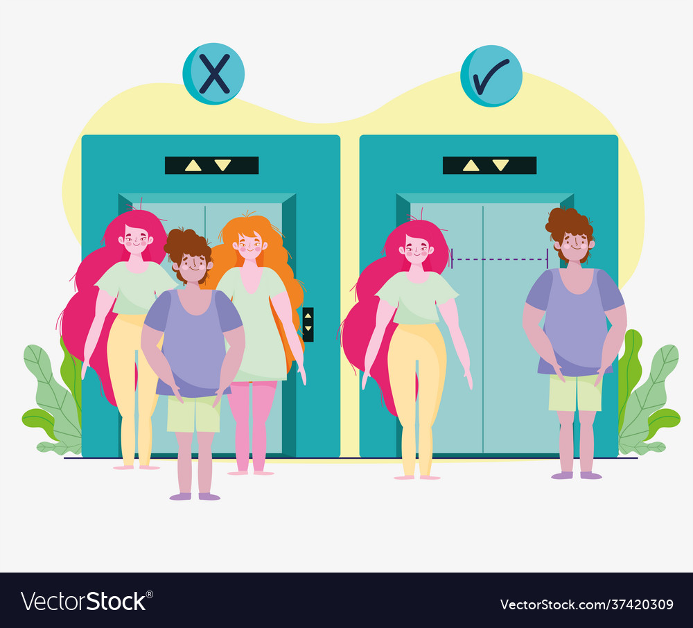 Social distancing public places Royalty Free Vector Image