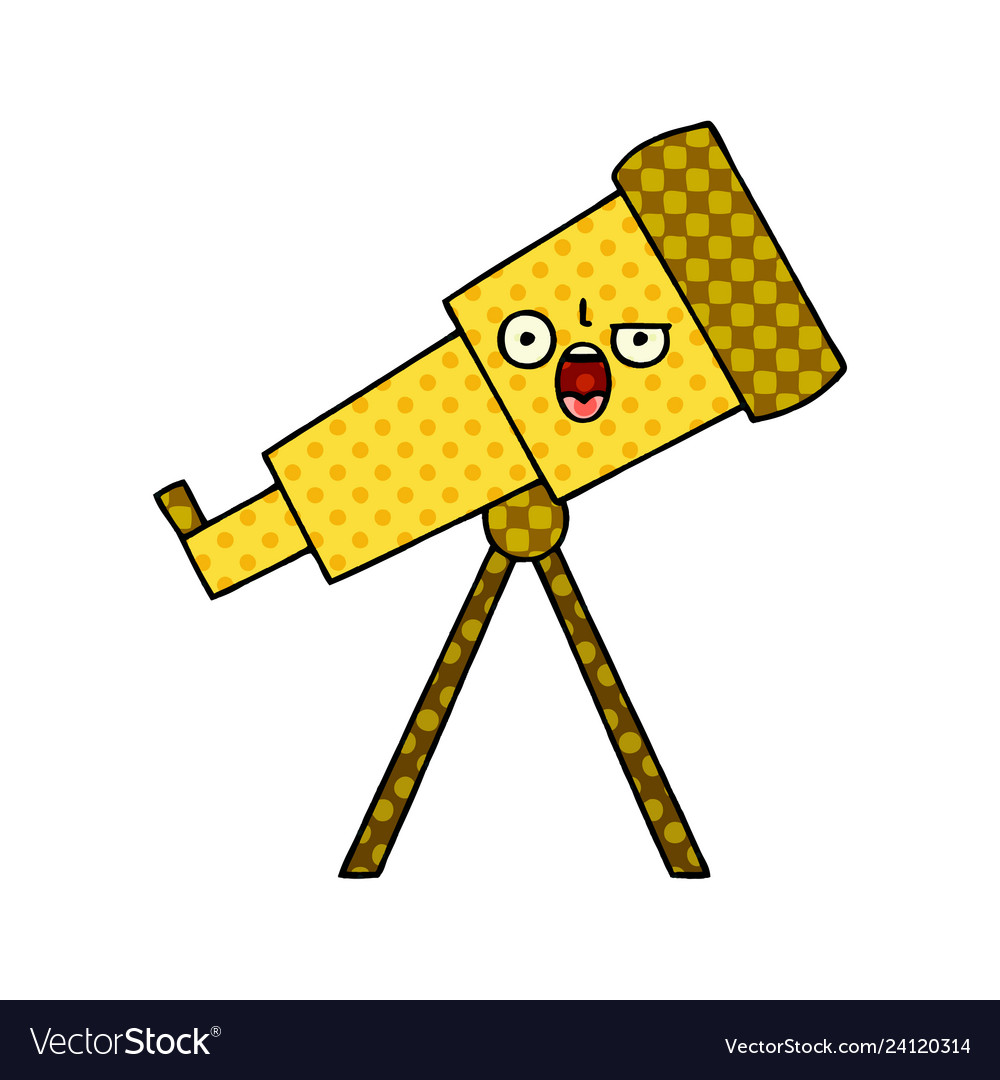 Comic book style cartoon telescope Royalty Free Vector Image