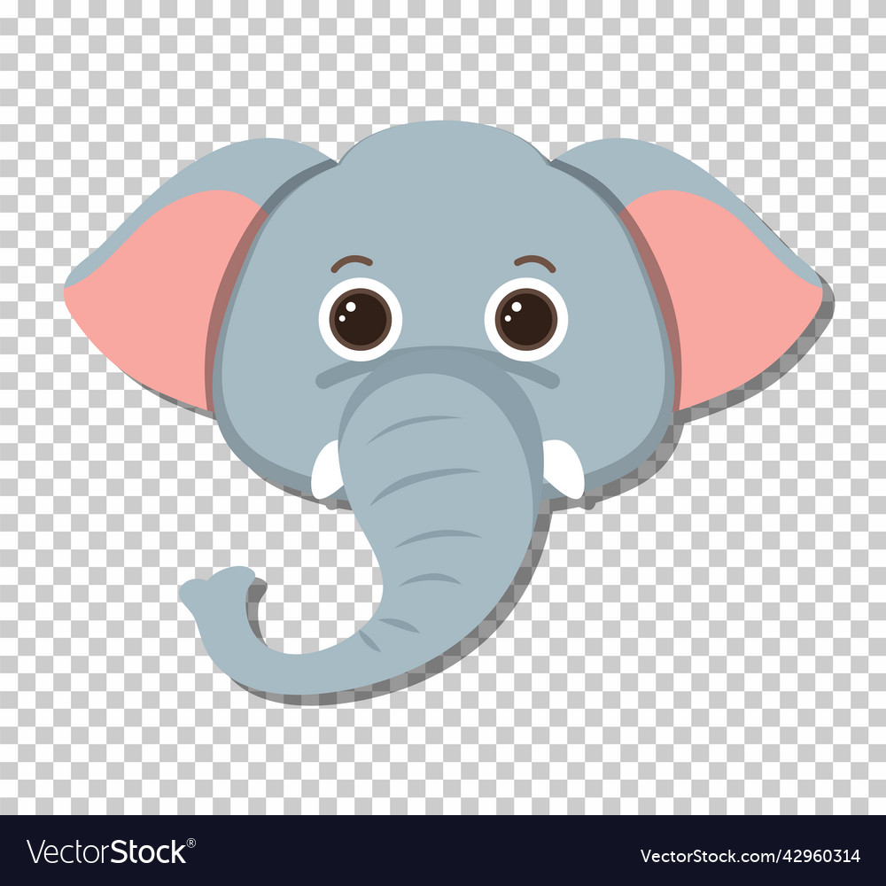 Cute elephant head in flat cartoon style Vector Image