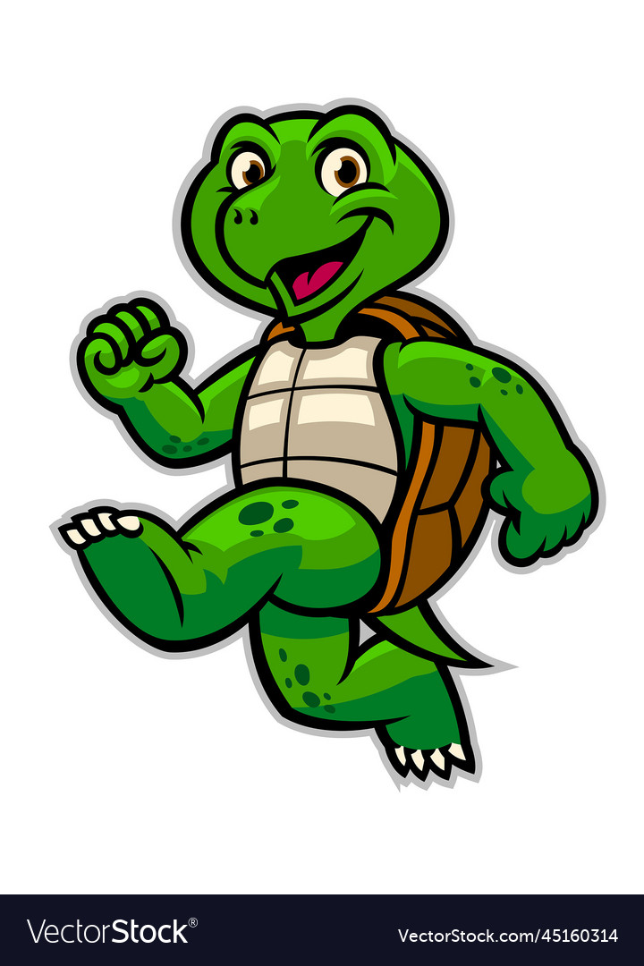 Funny cute cartoon green turtle mascot Royalty Free Vector