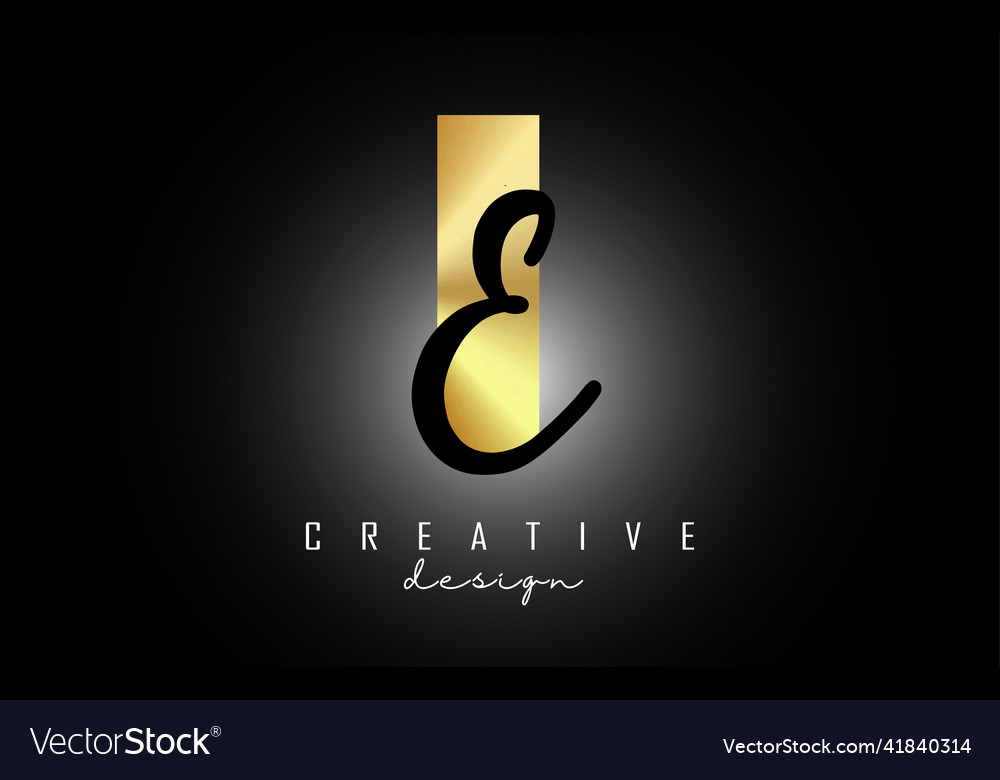 Golden letters ie logo with a minimalist design Vector Image