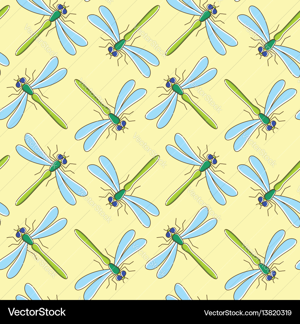 Dragonfly seamless pattern for textile design Vector Image