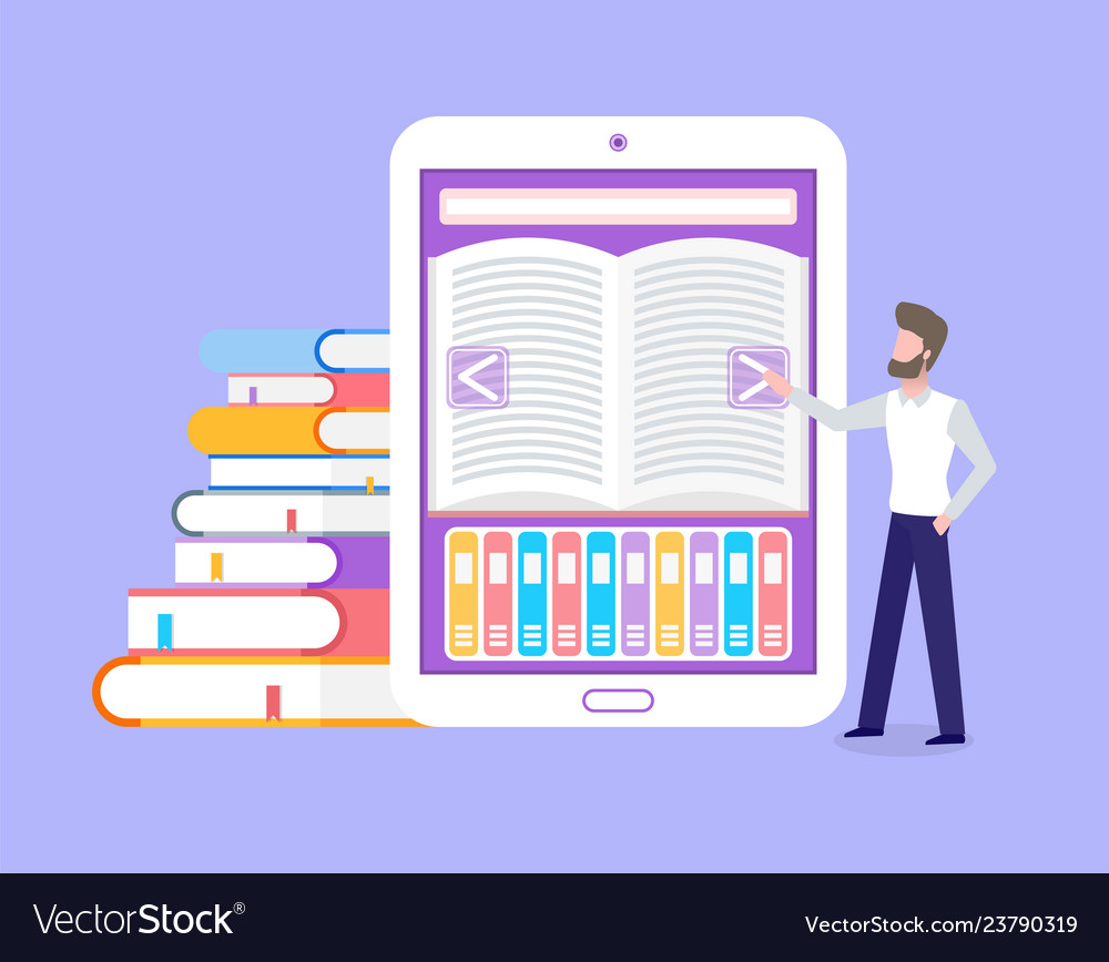 Electronic book library for free students access Vector Image