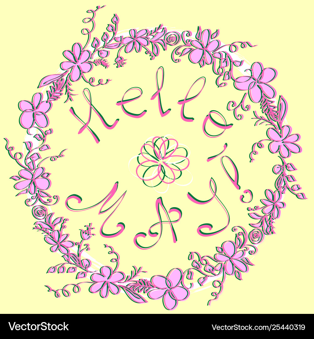 Hello spring greeting card hand drawn with wood Vector Image