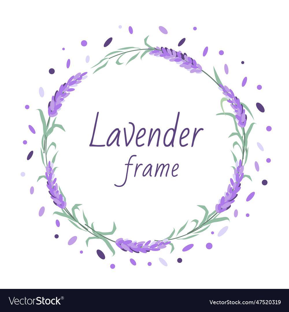 Lavender wreath delicate floral bouquet frame Vector Image